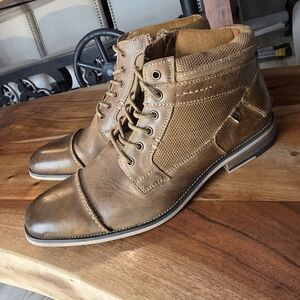 Steve Madden Men's Jotter Combat Boot in brown leather. 